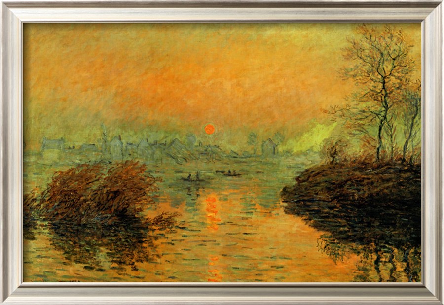 Setting Sun On The Seine At Lavacourt, Effect Of Winter, 1880-Claude Monet Painting